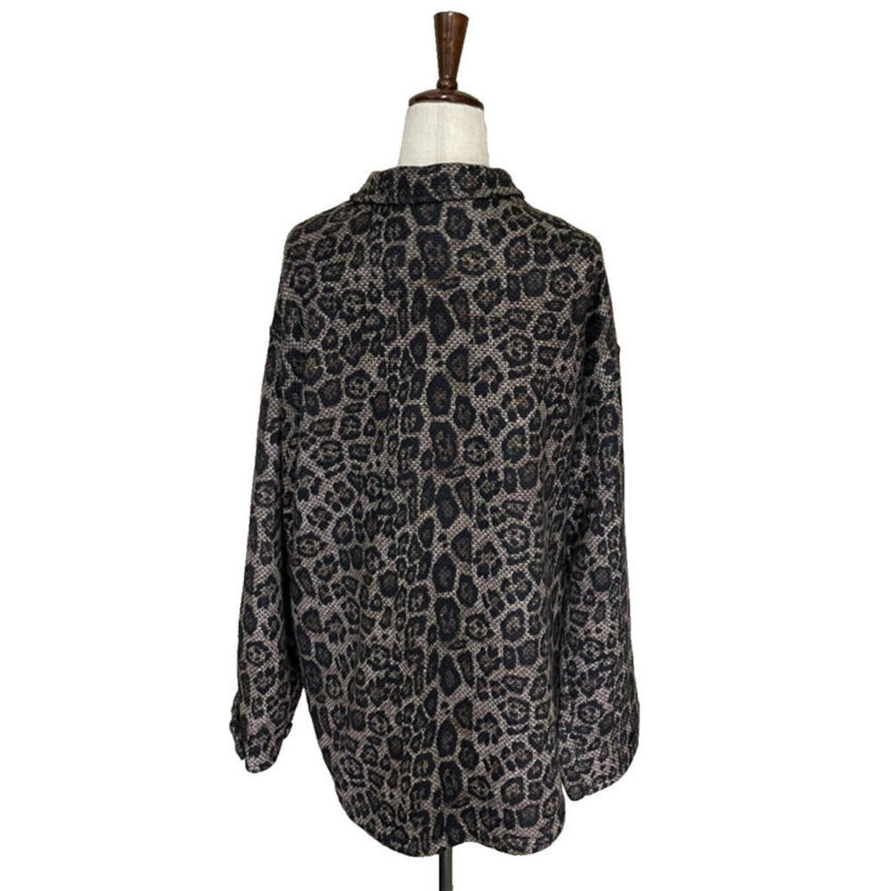 Liverpool Los Angeles Knit Shacket Blazer Jacket Brown Leopard Print Womens M - Picture 5 of 9